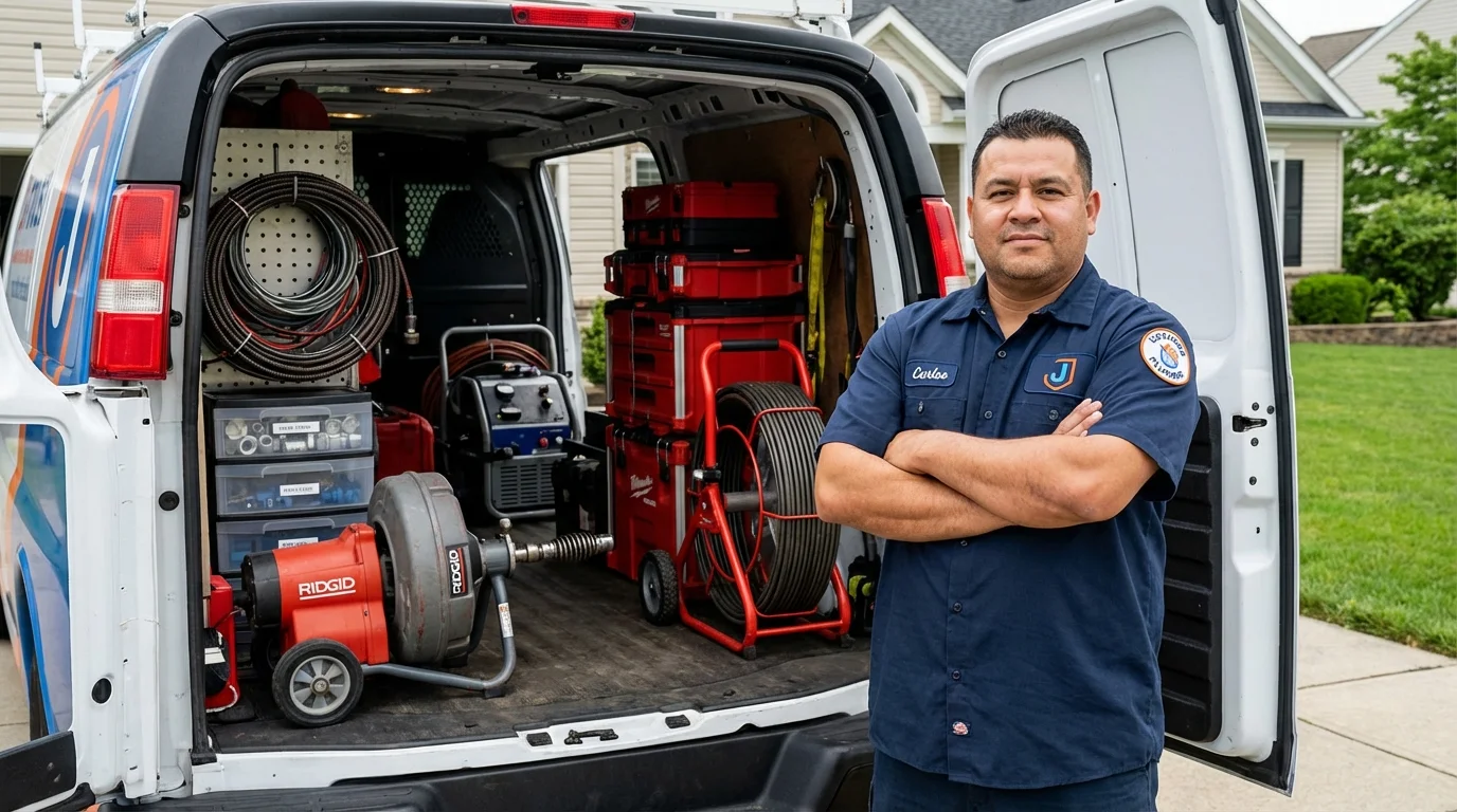 Professional drain cleaning equipment and Johns Plumbing LLC plumber in Prairie City